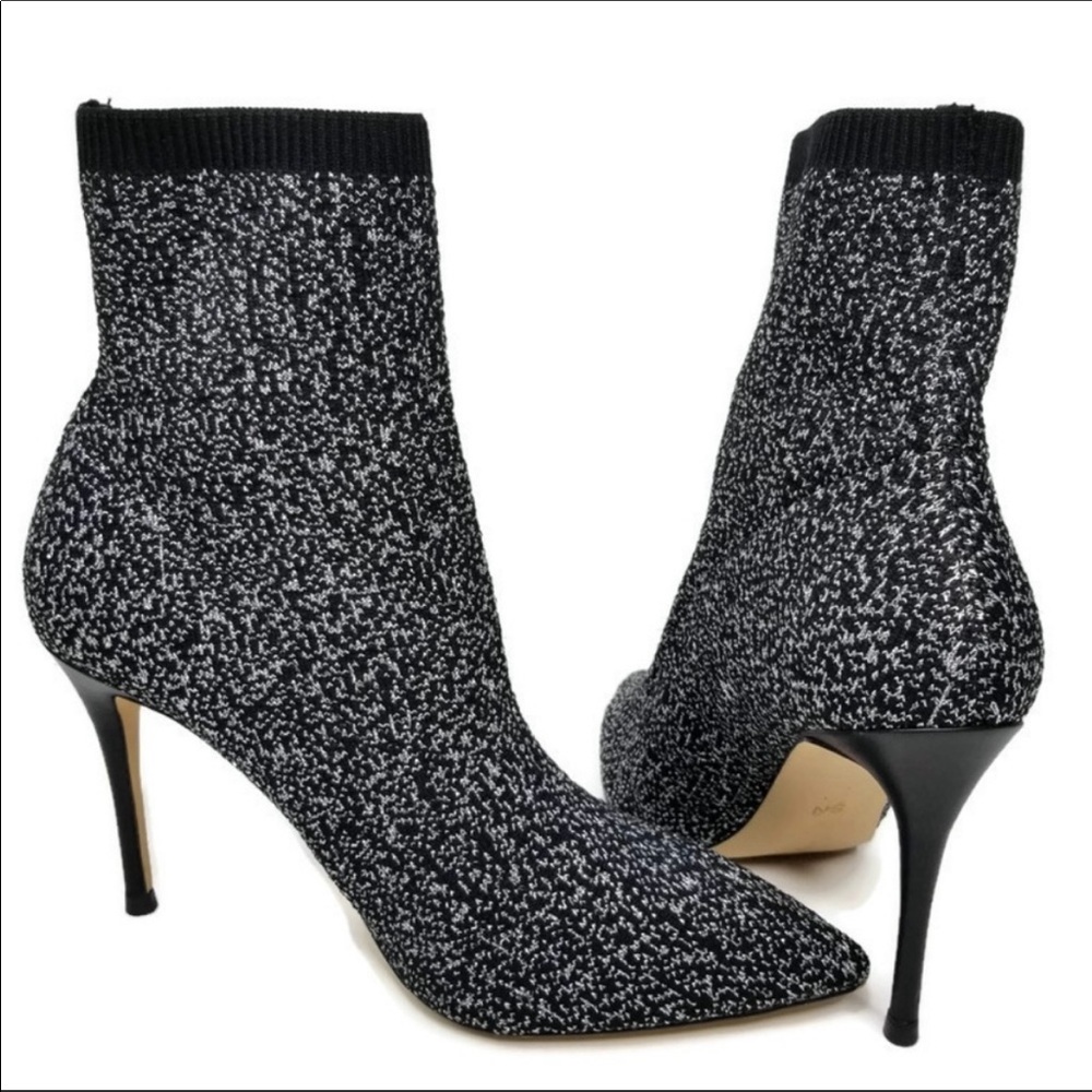 Something Navy Knit Sock Booties with Shimmer Size 7